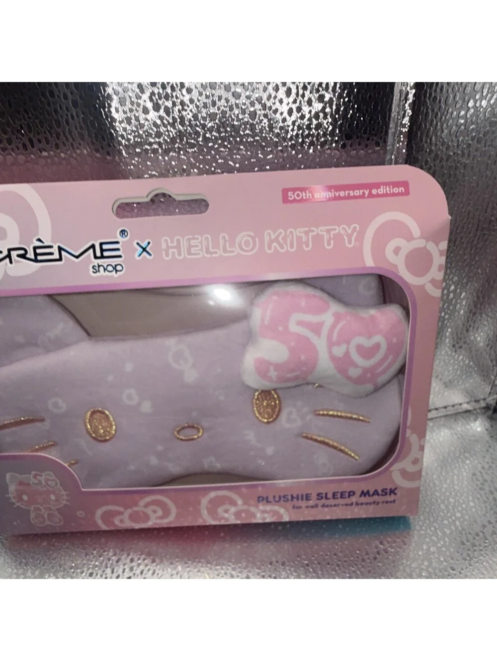 Crème Shop x Hello Kitty 50th Anniversary Plush Sleep Mask Purple/Pink